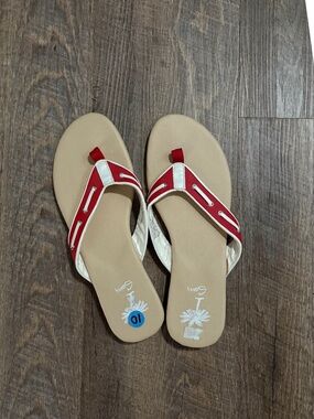Vintage Red Women's Flip Flop Sandals - Casual Beach Style